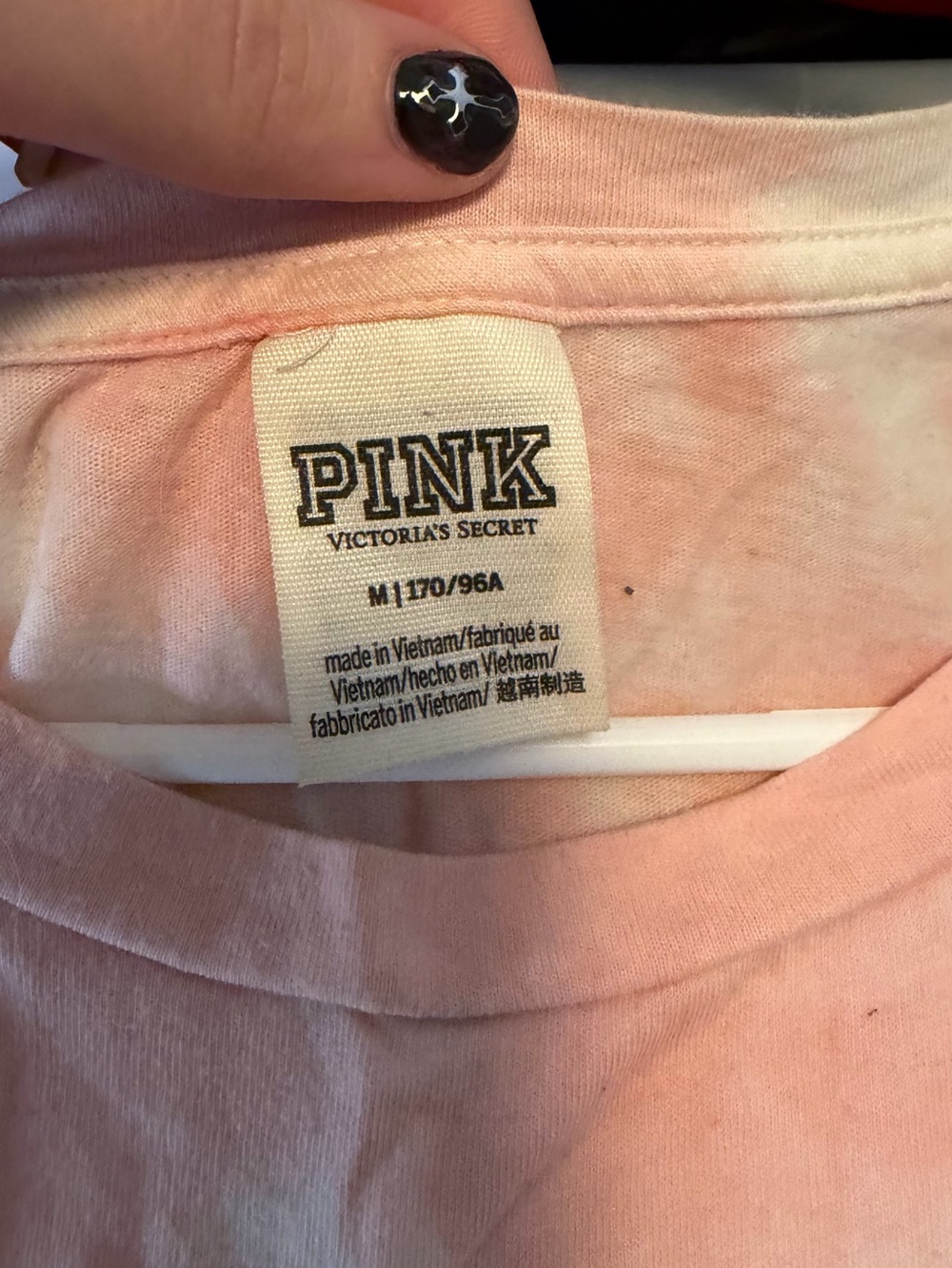 PINK Victoria's Secret Tie-Dye Short Sleeve Tee in Pink & Peach - Picture 3 of 3
